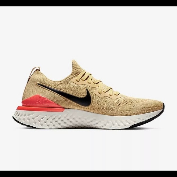 Nike Epic React Flyknit2 Club Gold Black Red Orbit - Picture 4 of 5
